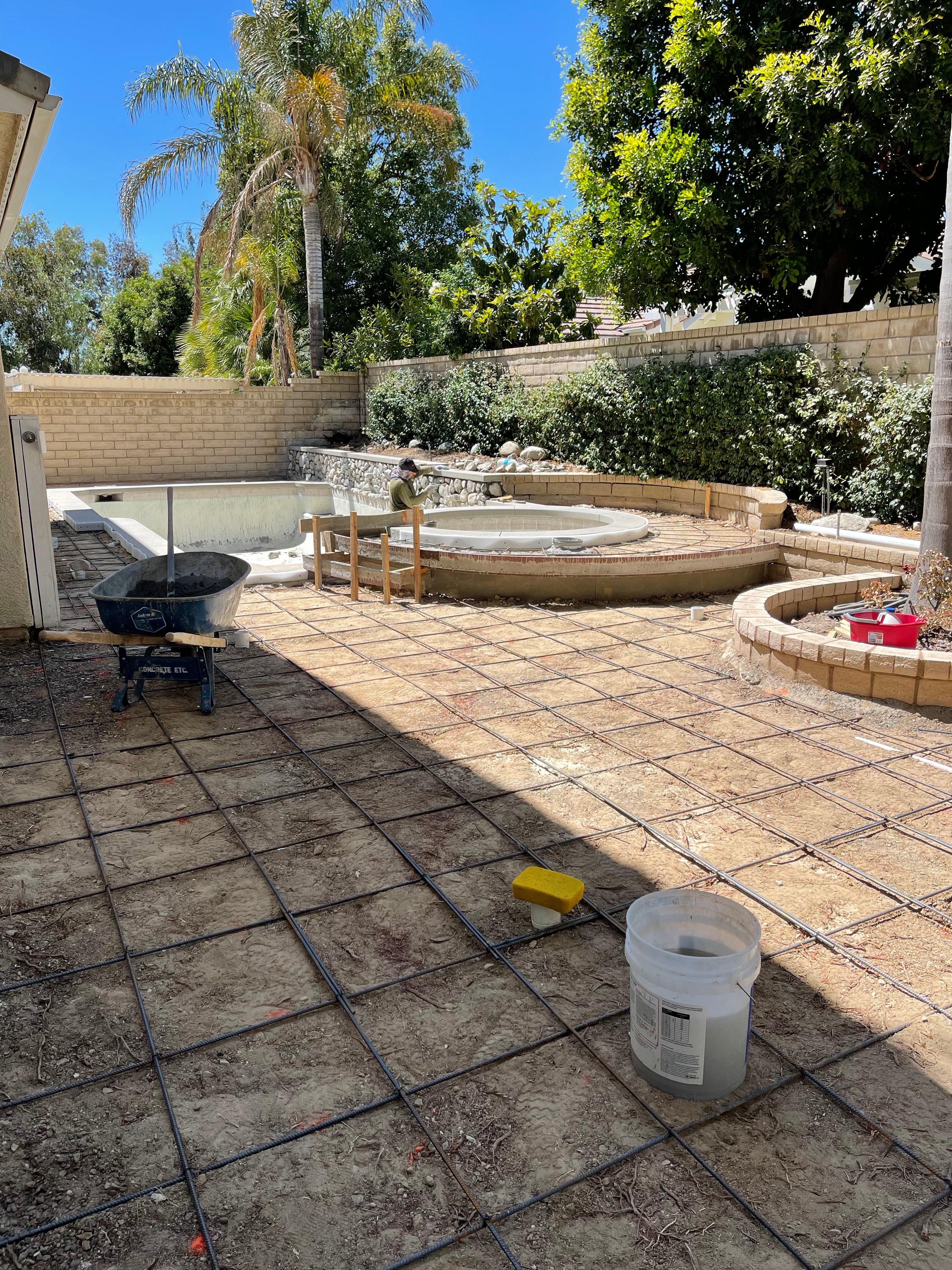 Tan slump stone CMU block walls — Santa Clarita, CA