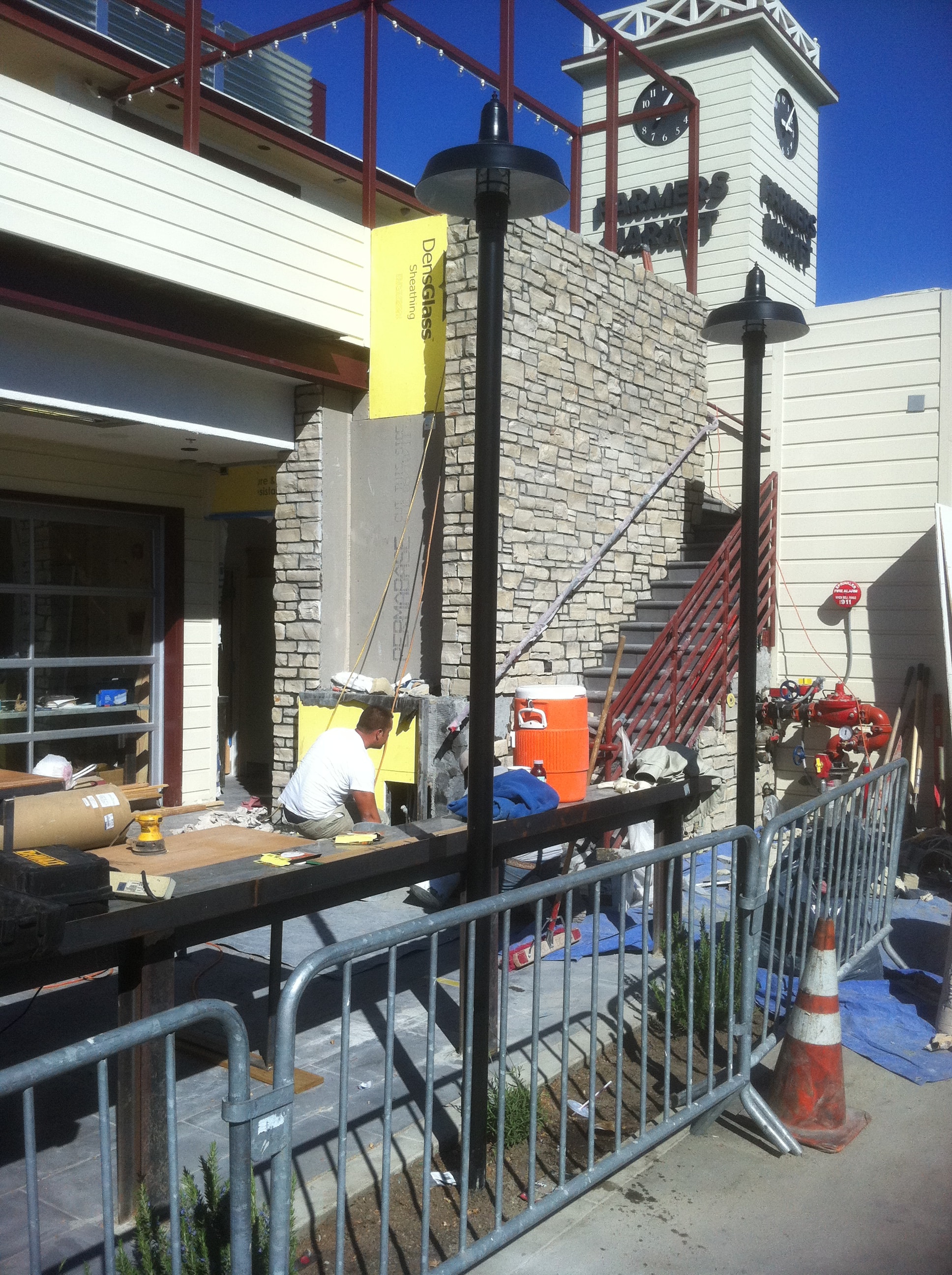 Stone veneer masonry installation by Concrete Etc.