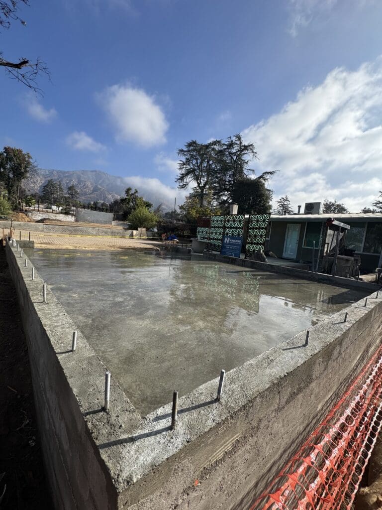 Altadena concrete foundation with slab on grade by Concrete Etc., Inc., rebuilding a new home foundation in Los Angeles County.